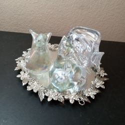 GORGEOUS Fenton Iridescent Glass Assorted Lot of 3 Figurines: Bird, Bunny & Fish

