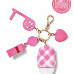 Limited Edition! BATH & BODY WORKS💗🌸PINK GINGHAM 🌸💗 Safety Light-up Multi-tool pocketbac holder/keychain  