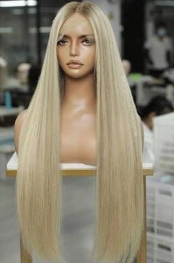 Beautiful beige blonde human hair lace front wig 13x6
