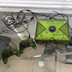 Original Xbox Halo Special Edition Console Bundle Tested Translucent Green