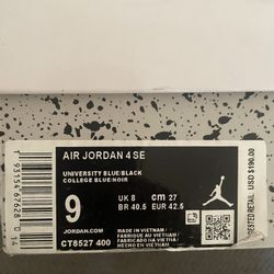 Air Jordan 4 SE University Blue/black 180$