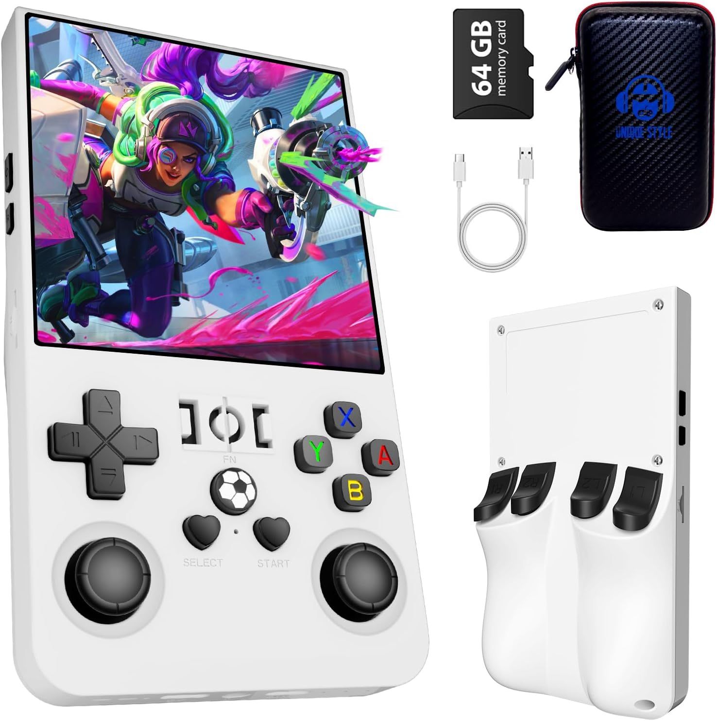2025 New R36Max Handheld Game Console Portable Mini Retro Game Console 4.0" IPS Video Game Console Built-in 64GB TF Card Pre-Installed Over 18,000 Ret