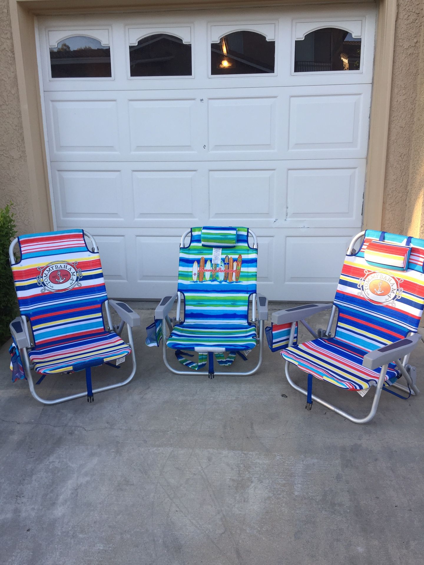 Tommy Bahama Backpack Beach Chairs with Cooler, Storage Pouch and Towel Bar. $35 Each !!!