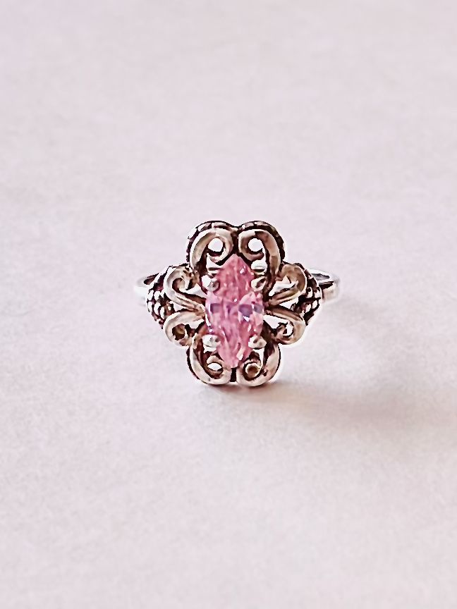 Natural Light Pink Tourmaline and Solid Sterling Silver Ring