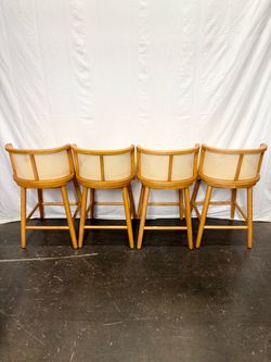 26” Counter Height Bar Stools Natural Finish Frame with Beige Cushion *Free Delivery*
