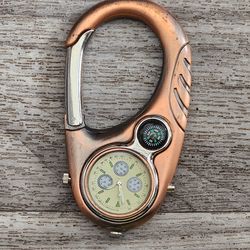 First Hand brand carabiner clip-on watch with a compass
