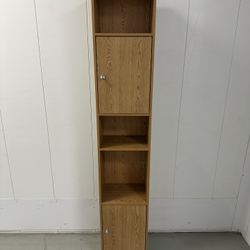 Narrow Shelving Storage Unit with 2 Cabinets