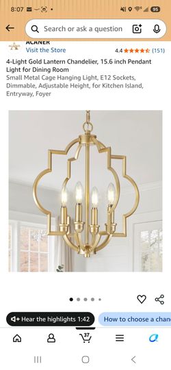 4‑Light Gold Lantern Chandelier