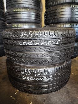 255 45R 20 CONTINENTAL PRO CONTACT TIRES 2554520 USED TIRES (PAIR) MOUNT BALANCE INCLUDED  