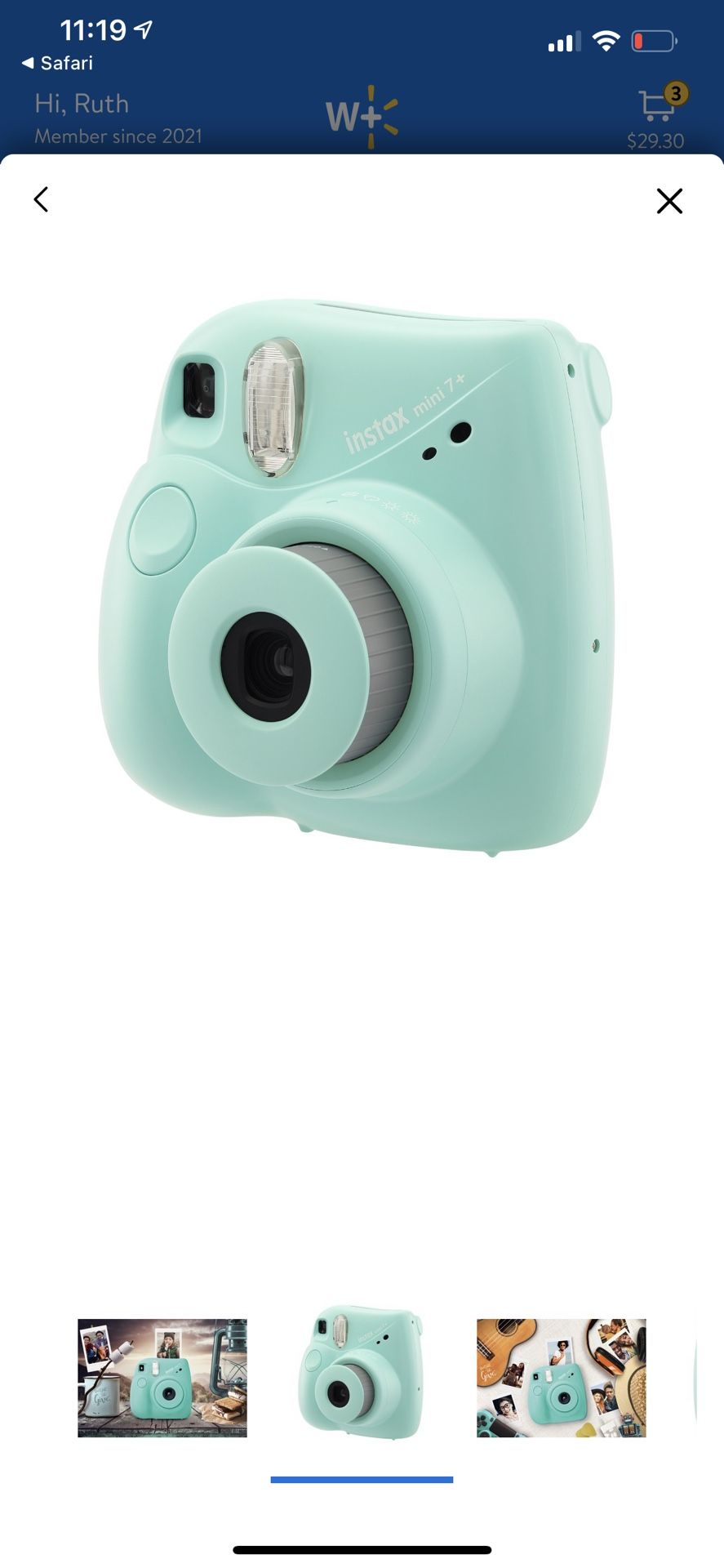 The neFujifilm INSTAX Mini 7+ instant camera is stylish, colorful and compact. With its exposure control adjustment and easy point-and-shoot feature