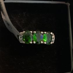 Chrome Diopside & Topaz Ring Size 6