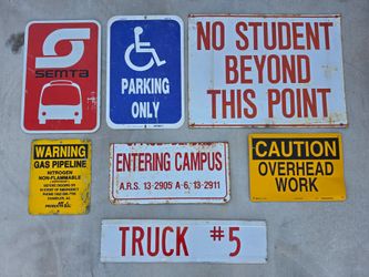 7 Sign Lot Retired Metal Vintage Signs Mancave Garage Signage Yard Art