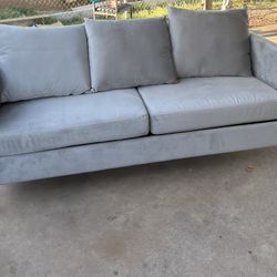 Novogratz Paige Modern Pillowback Sofa, Light Gray Velvet