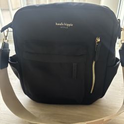 Haute Hippie Black Backpack Beige Nude Accents