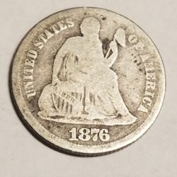 1876 CC Seated Liberty Dime