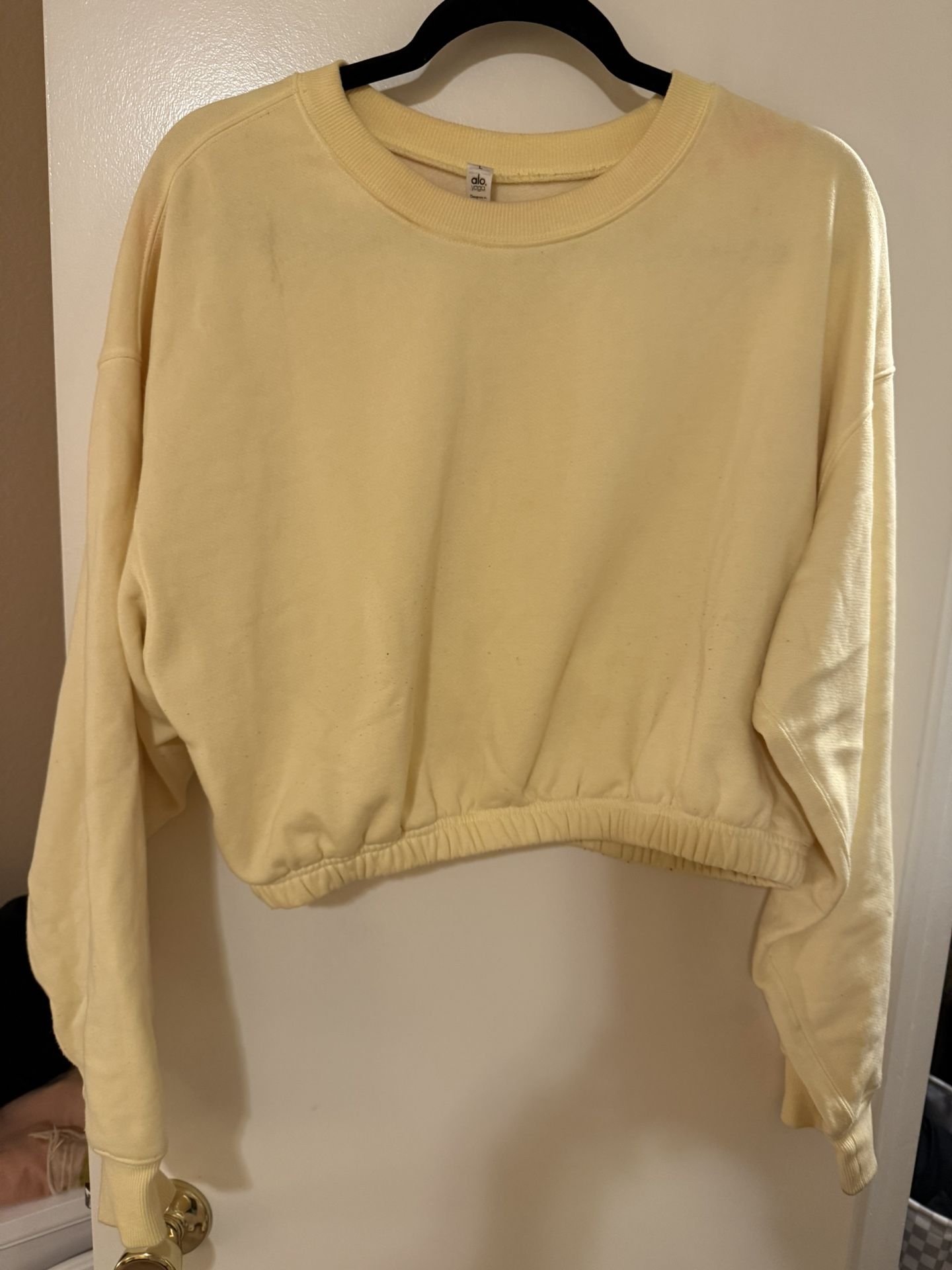 Alo Yoga Crop Sweater Large Yellow 