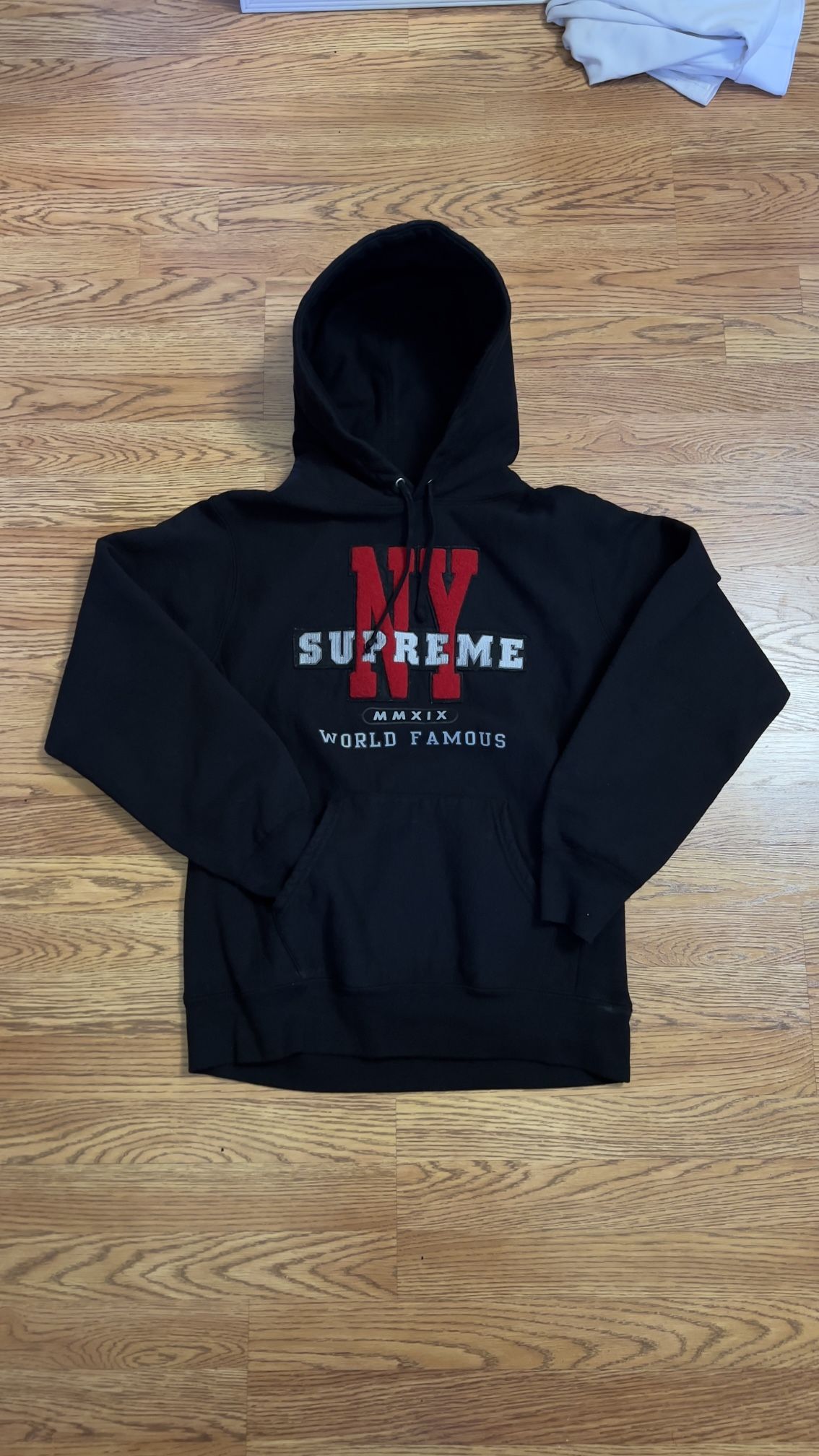 Supreme NY MMXIX Hoodie - Black/Red - Size M (2019 Drop)