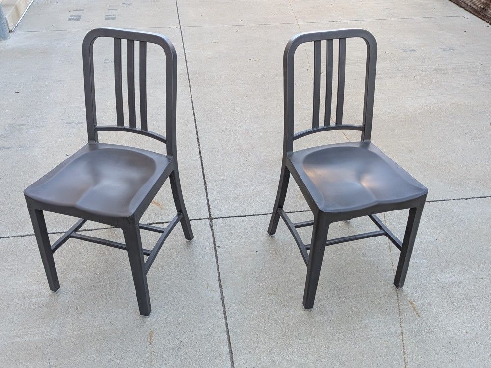 Pair of Emeco 111 Navy Chair recycled Coca Cola plastic DWR MCM