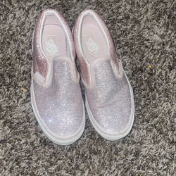 Vans Light Pink Glitter Slip On Kids Grade School