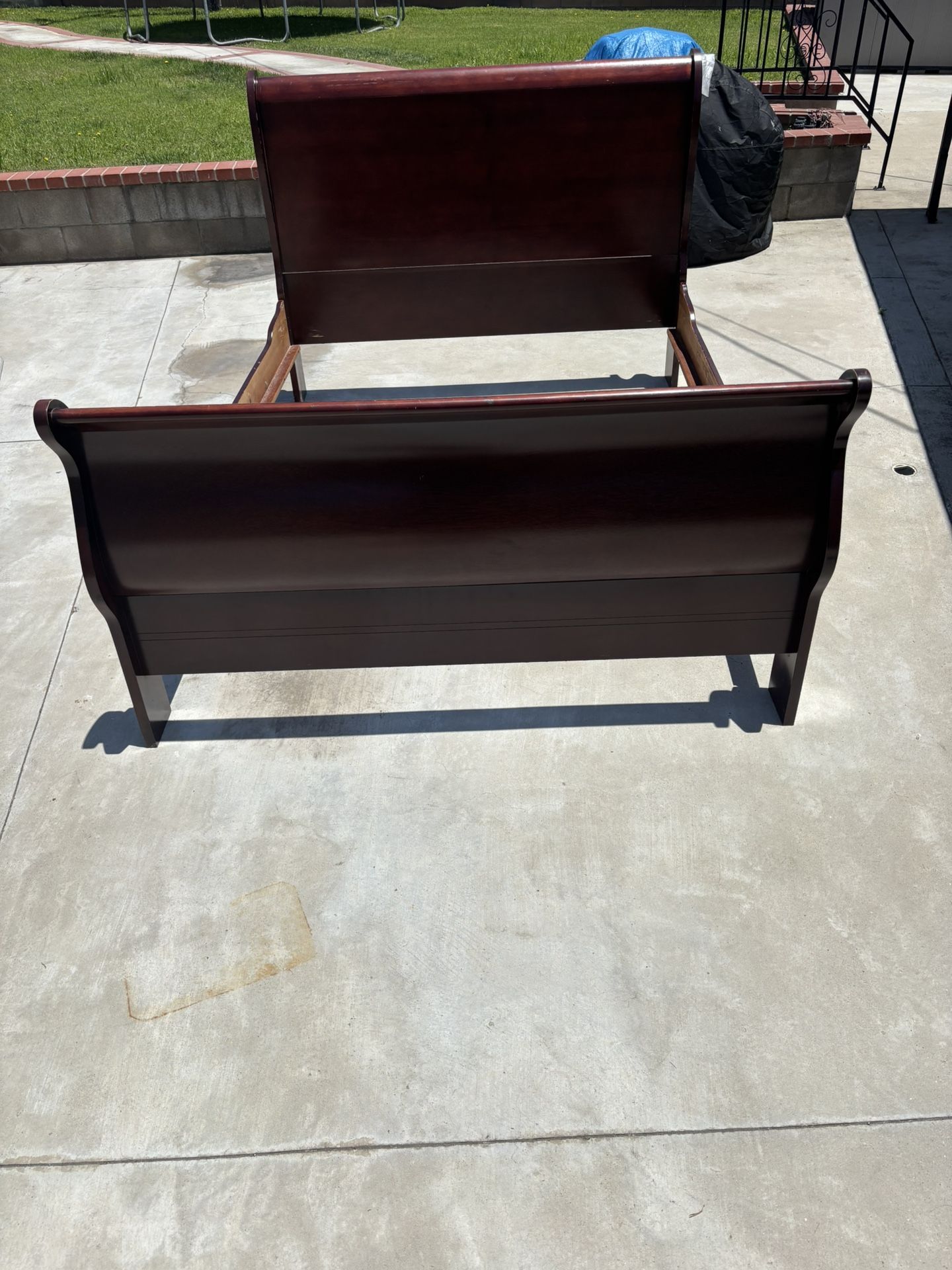 Queen Cherry Sleigh Bed Frame