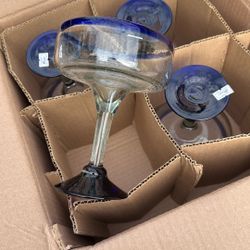 Brand New Margarita And Martini Mexican Hand Blown Glass Cups
