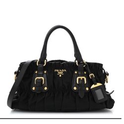 Prada Tessuto Nylon Gaufre Shopping Satchel Black