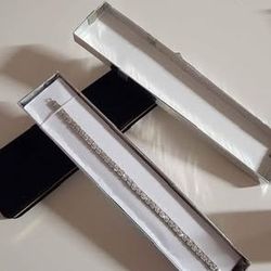 Natural Crushed Diamond Tennis Bracelet.35ct  Solid Silver 1/1 