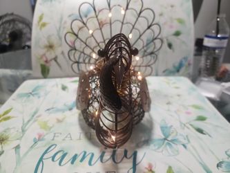 Brass Turkey decor for Thanksgiving centerpiece
