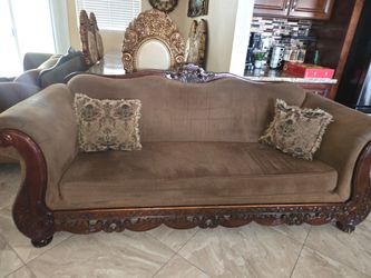 Victorian Style Carved Wood Sofa