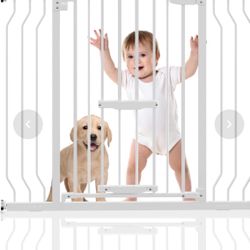Extra Tall Baby Gate With Cat Door - Upgraded 29.5-43" Wide Child Gate With Adjustment Pet Door, Auto Close Easy Walk Thru Baby Gate, Wall Mounted Gat