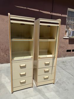Pair of Vintage Laminate Display Cabinets
