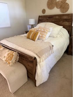 Solid wood queen size bed