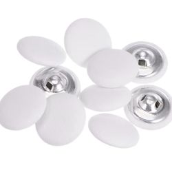 Fabric Cloth Covered Button 25mm Metal Shank Round Sewing Buttons for Suits Dress Blouses, White