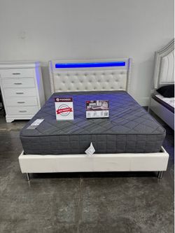 New Queen bed frame with mattress