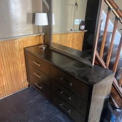 Dark Brown Dresser With Mirror 