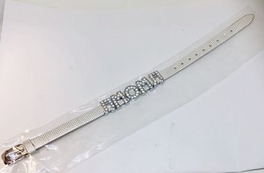Wristband with mom charms in silver and rhinestones still in package