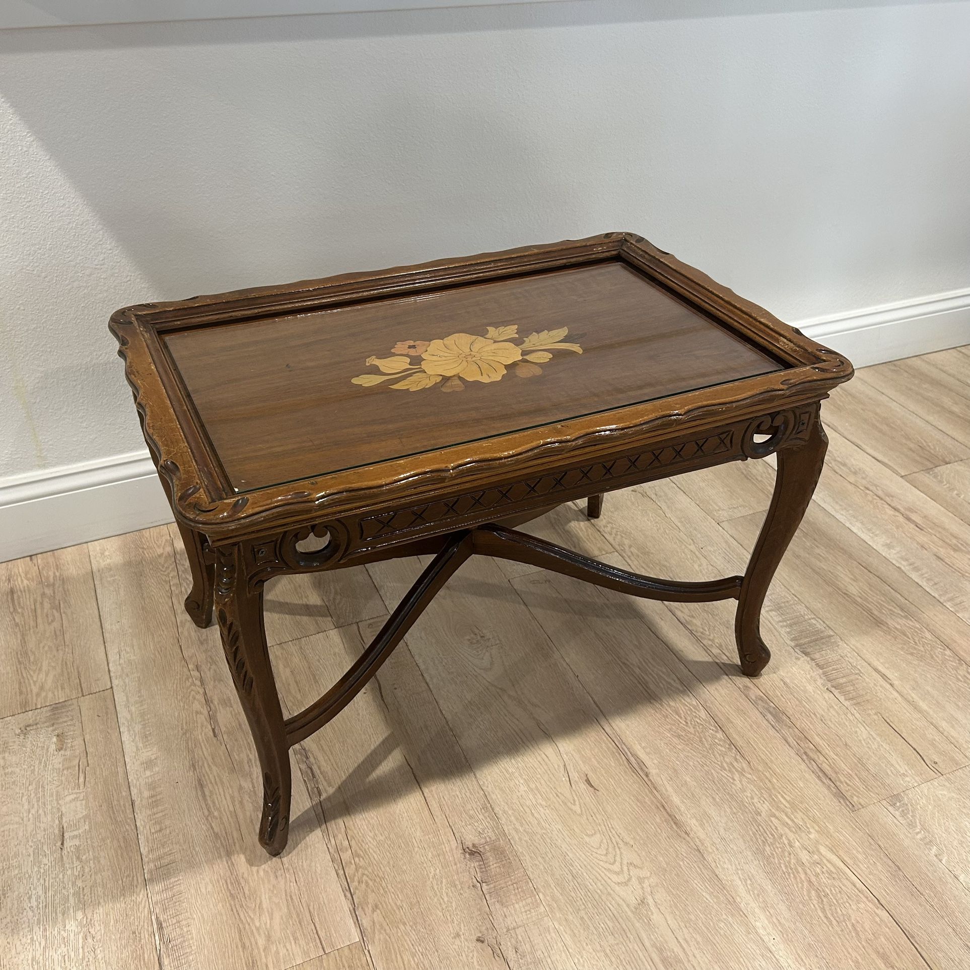 Antique Carved Wood Tea Table