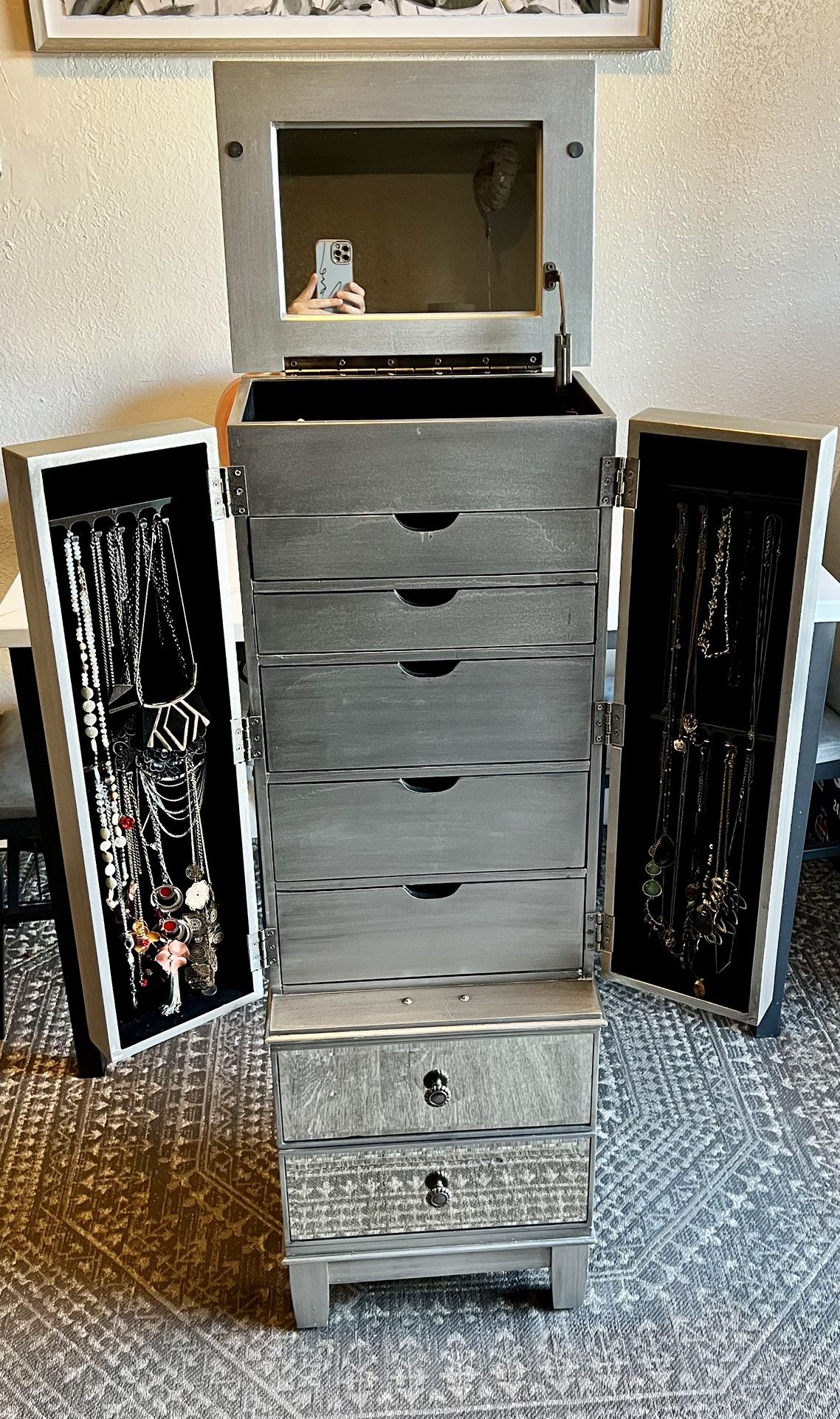 Pier 1 Imports Hayworth Mirrored Jewelry Armoire **Read Description **