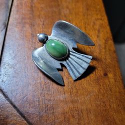Vintage Sterling Silver Thunderbird Navajo Brooch