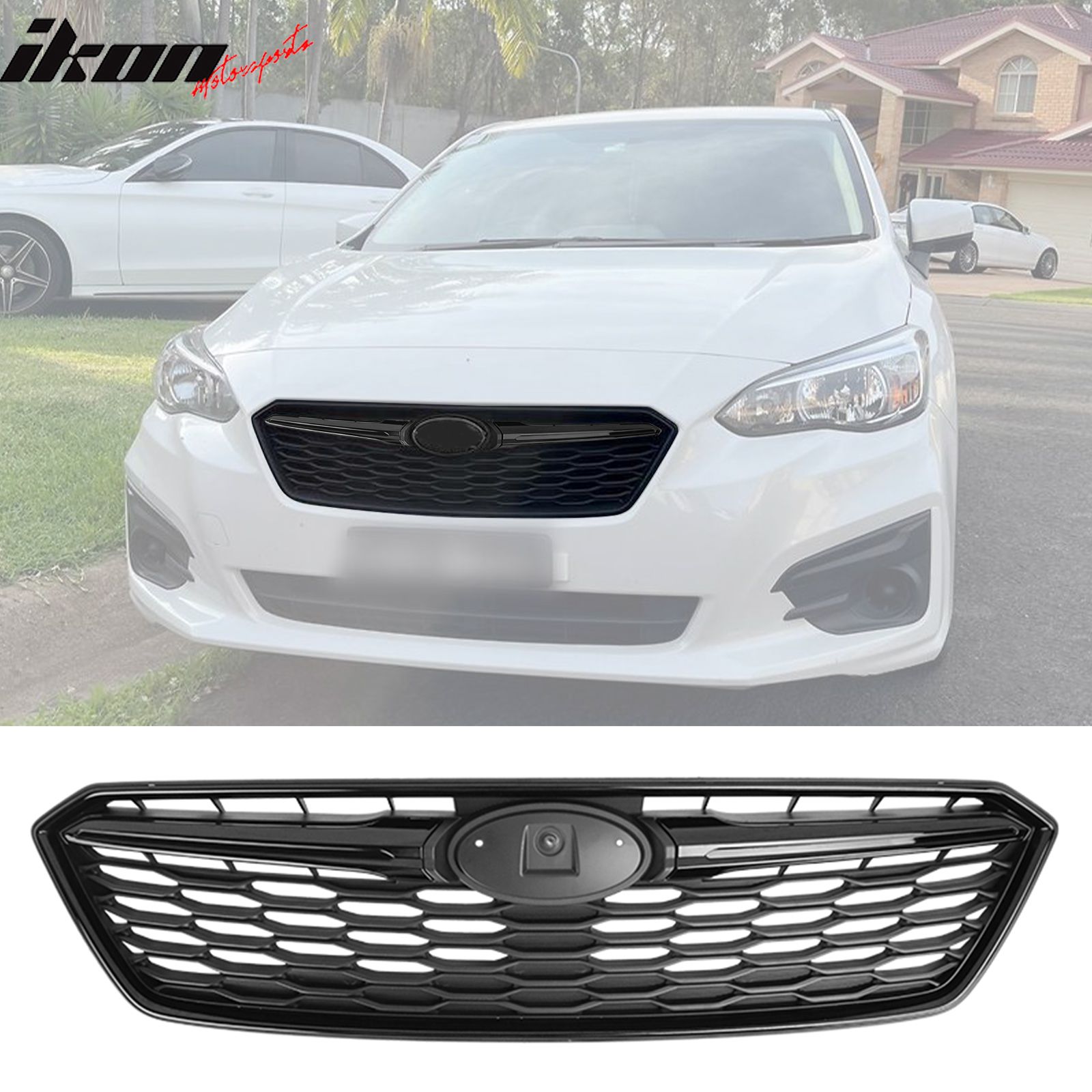 Fits 2017-2019 Subaru Impreza OE Style Front Bumper Upper Grille ABS Gloss Black