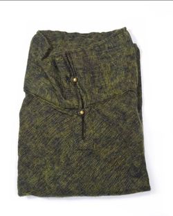 BRUSHED WOVEN PONCHO IN OLIVE / ZIG ZAG ASIAN COLLECTION(60% COTTON, 40% ACRYLIC