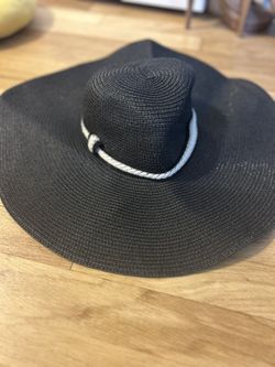 Black Wide Brim Sun Hat Beach/Pool Style