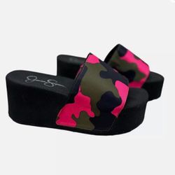 Jessica Simpson Slip On Platform Sandal Slide Sz 7 Pink