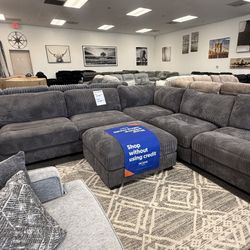 6pc  Modular Sectional Dark Gray Corduroy 