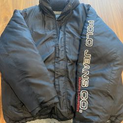 Black Down Puffer Jacket (L) 