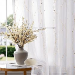 White gold sheer curtains