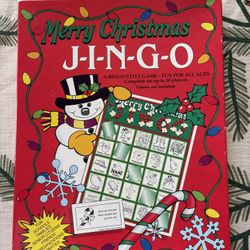 Merry Christmas Jingo. It is a variation of Bingo where players match pictures that correspond to trivia questions