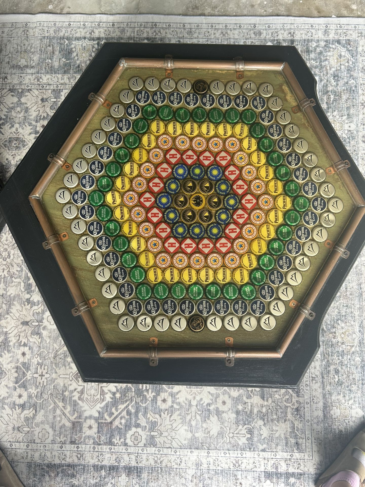 Custom Bottle Cap Epoxy End Table