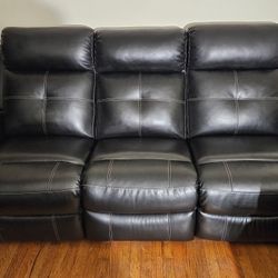 2Pc Leather Reclining Couch Set