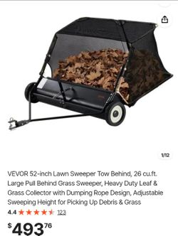 VEVOR 52-Inch Tow Behind Lawn Sweeper